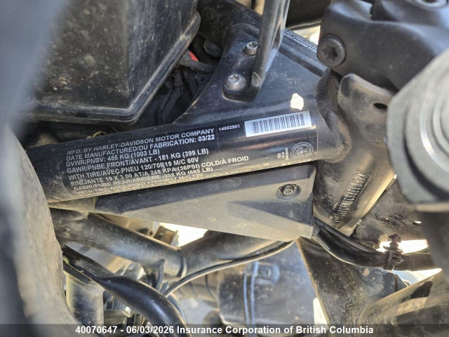 Aukcja sprzedaży 2022 Harley-davidson Ra1250 S, vin: 5HD1ZES31NB309266, numer aukcji: 40070647