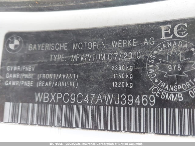 Продажа на аукционе авто 2010 Bmw X3, vin: WBXPC9C47AWJ39469, номер лота: 40070665