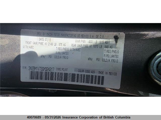 Aukcja sprzedaży 2016 Mazda 3 Touring, vin: 3MZBM1V73GM324217, numer aukcji: 40070689