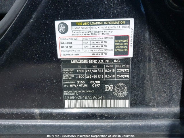 Продажа на аукционе авто 2008 Mercedes-benz Gl 320 Cdi, vin: 4JGBF22E48A396544, номер лота: 40070747