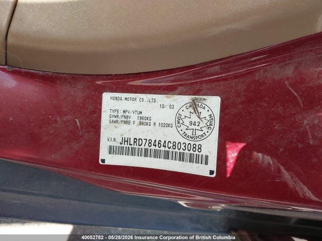 Продаж на аукціоні авто 2004 Honda Cr-v Lx, vin: JHLRD78464C803088, номер лоту: 40052782