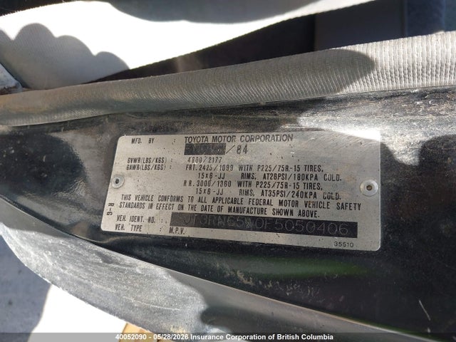 Aukcja sprzedaży 1985 Toyota 4runner, vin: JT3RN65W0F5050406, numer aukcji: 40052090