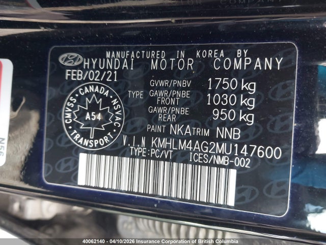 2021 Hyundai Elantra Sel მანქანა იყიდება აუქციონზე, vin: KMHLM4AG2MU147600, აუქციონის ნომერი: 40062140