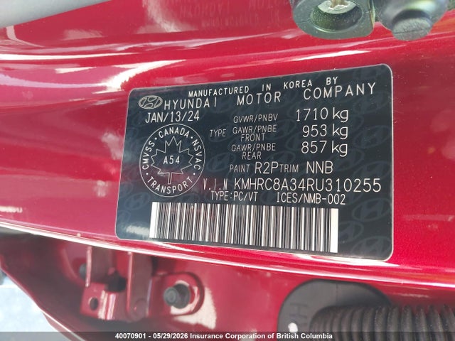 40070901 :رقم المزاد ، KMHRC8A34RU310255 vin ، 2024 Hyundai Venue مزاد بيع