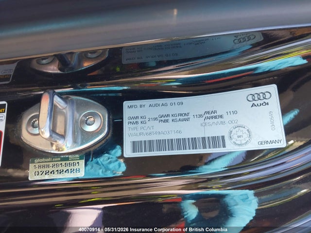 Auction sale of the 2009 Audi S5, vin: WAURV68T49A037146, lot number: 40070914