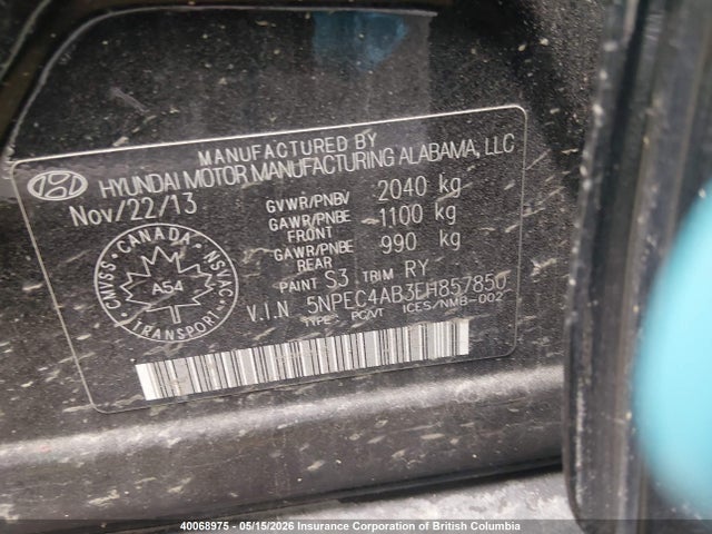 2014 Hyundai Sonata Se/limited მანქანა იყიდება აუქციონზე, vin: 5NPEC4AB3EH857850, აუქციონის ნომერი: 40068975