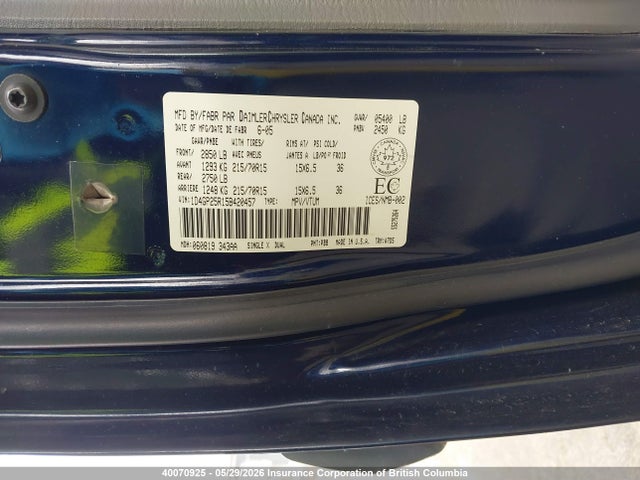 Aukcja sprzedaży 2005 Dodge Caravan Se, vin: 1D4GP25R15B420457, numer aukcji: 40070925