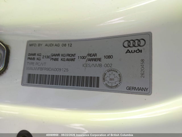 Продажа на аукционе авто 2013 Audi A5 Premium Plus, vin: WAUWFBFR9DA009125, номер лота: 40069958