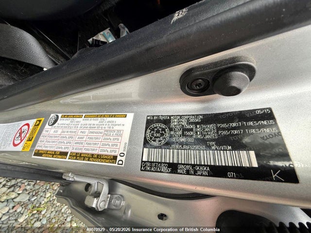 Aukcja sprzedaży 2015 Toyota 4runner Sr5/limited/trail/trd Pro, vin: JTEBU5JR6F5258263, numer aukcji: 40070929
