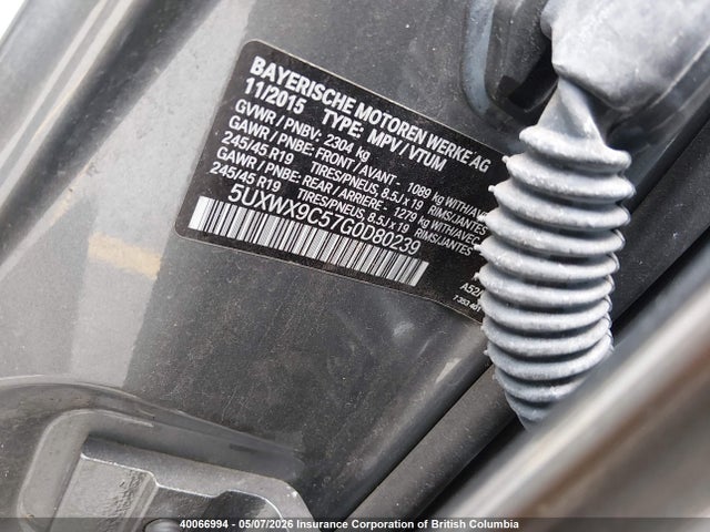 2016 Bmw X3 Xdrive28i მანქანა იყიდება აუქციონზე, vin: 5UXWX9C57G0D80239, აუქციონის ნომერი: 40066994