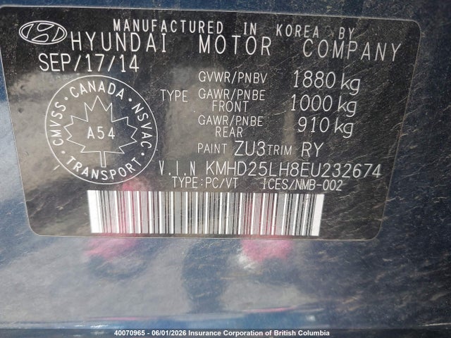 Aukcja sprzedaży 2014 Hyundai Elantra Gt, vin: KMHD25LH8EU232674, numer aukcji: 40070965