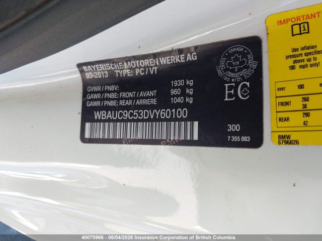 Aukcja sprzedaży 2013 Bmw 135i, vin: WBAUC9C53DVY60100, numer aukcji: 40070966