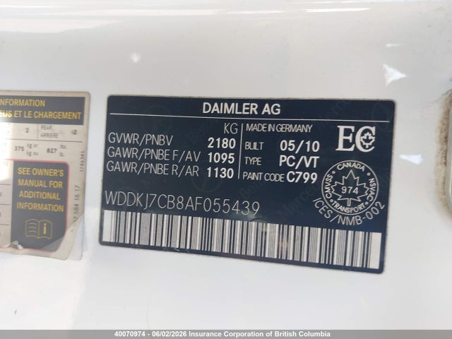 Продаж на аукціоні авто 2010 Mercedes-benz E 550, vin: WDDKJ7CB8AF055439, номер лоту: 40070974