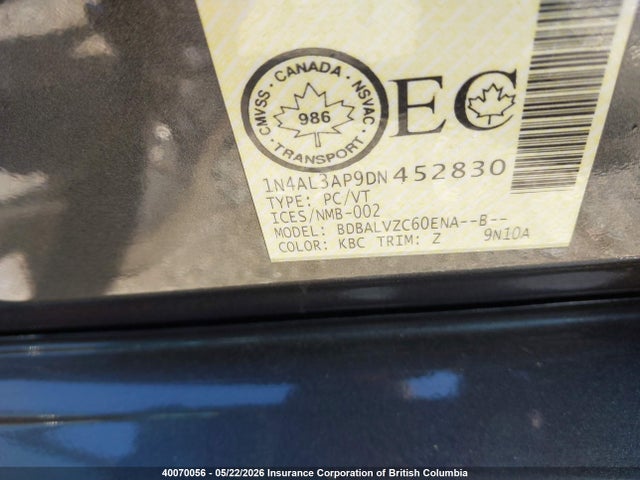 Продаж на аукціоні авто 2013 Nissan Altima 2.5/s/sv/sl, vin: 1N4AL3AP9DN452830, номер лоту: 40070056