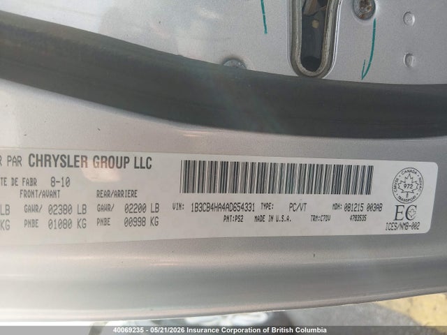 Aukcja sprzedaży 2010 Dodge Caliber Sxt, vin: 1B3CB4HA4AD654331, numer aukcji: 40069235