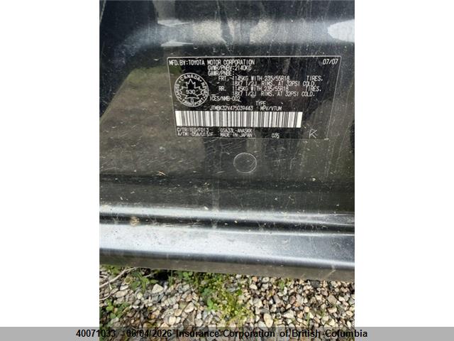 40071033 :رقم المزاد ، JTMBK32V475039443 vin ، 2007 Toyota Rav4 مزاد بيع