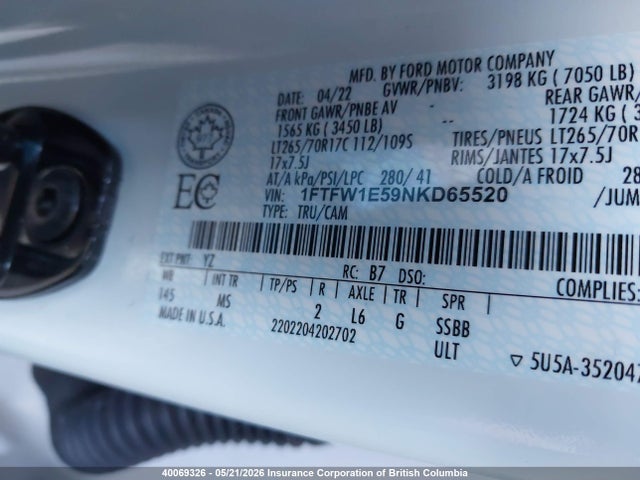Ford F150 Supercrew 2022 1FTFW1E59NKD65520 Image 9