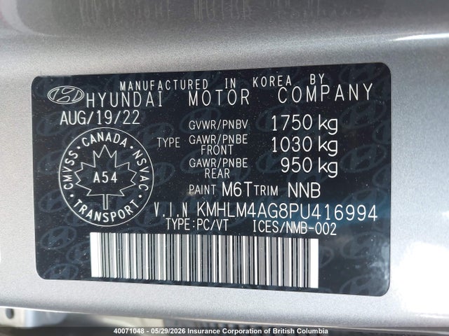 KMHLM4AG8PU416994 Hyundai ELANTRA SEL