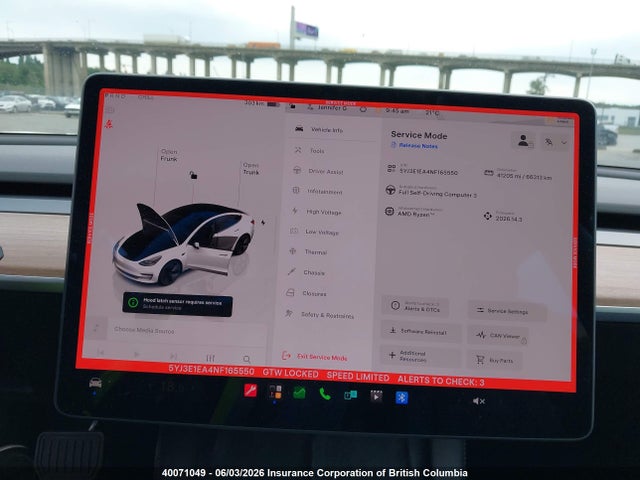 2022 Tesla Model 3 მანქანა იყიდება აუქციონზე, vin: 5YJ3E1EA4NF165550, აუქციონის ნომერი: 40071049