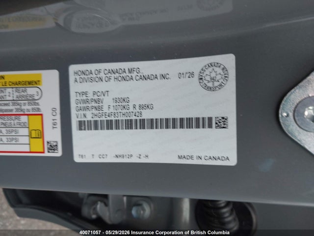 Honda Civic 2026 2HGFE4F83TH007428 Image 9