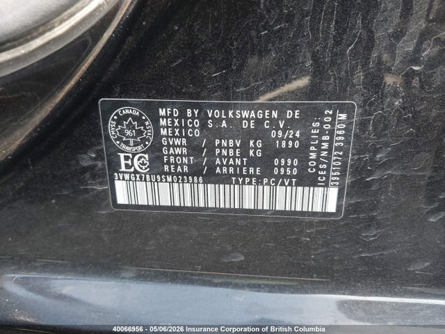 2025 Volkswagen Jetta Sel მანქანა იყიდება აუქციონზე, vin: 3VWGX7BU9SM023986, აუქციონის ნომერი: 40066956