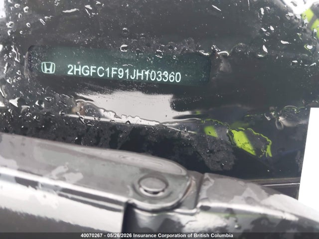 40070267 :رقم المزاد ، 2HGFC1F91JH103360 vin ، 2018 Honda Civic Touring مزاد بيع
