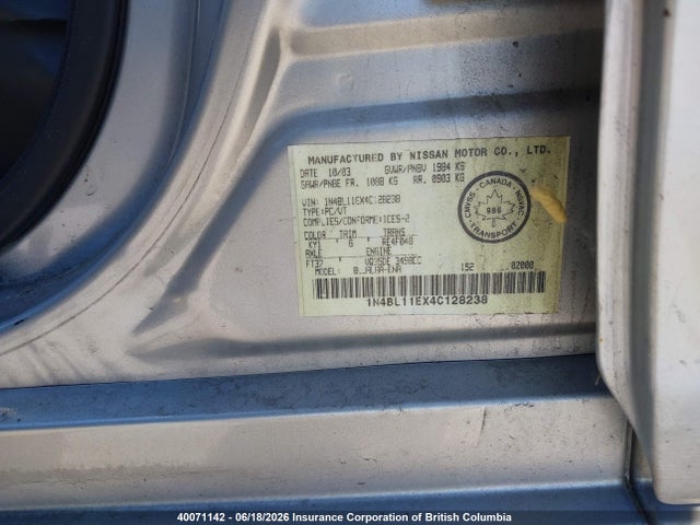 Продаж на аукціоні авто 2004 Nissan Altima Se, vin: 1N4BL11EX4C128238, номер лоту: 40071142
