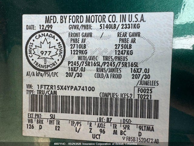 Продаж на аукціоні авто 2000 Ford Ranger Super Cab, vin: 1FTZR15X4YPA74100, номер лоту: 40071143