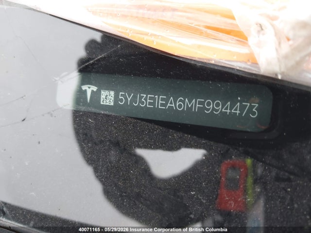 Продаж на аукціоні авто 2021 Tesla Model 3, vin: 5YJ3E1EA6MF994473, номер лоту: 40071165