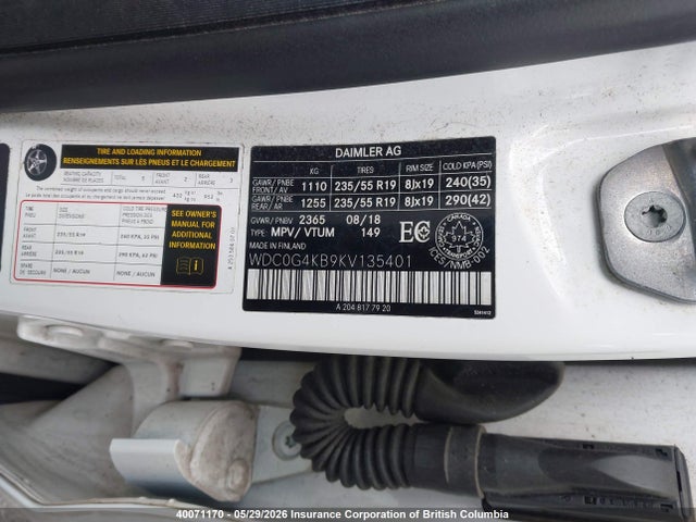 40071170 :رقم المزاد ، WDC0G4KB9KV135401 vin ، 2019 Mercedes-benz Glc 300 4matic مزاد بيع