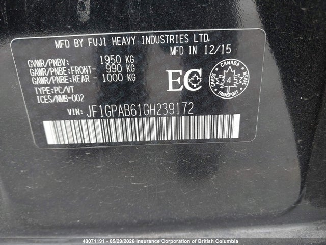 Продажа на аукционе авто 2016 Subaru Impreza Premium, vin: JF1GPAB61GH239172, номер лота: 40071191