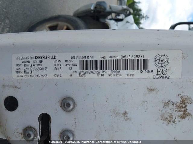 40068569 :رقم المزاد ، 3D7KS28T89G551210 vin ، 2009 Dodge Ram 2500 مزاد بيع