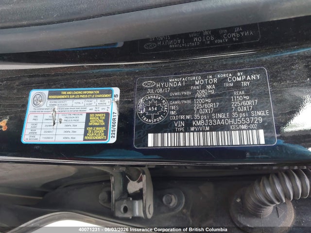 Aukcja sprzedaży 2017 Hyundai Tucson Premium, vin: KM8J33A40HU553729, numer aukcji: 40071231