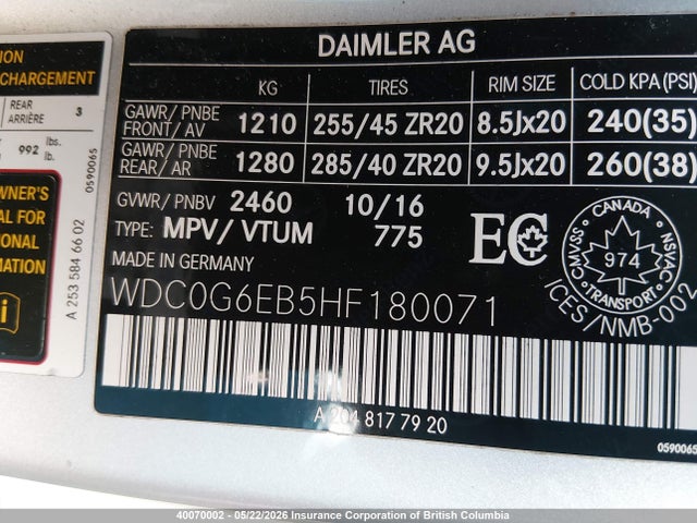 40070002 :رقم المزاد ، WDC0G6EB5HF180071 vin ، 2017 Mercedes-benz Glc 43 4matic Amg مزاد بيع
