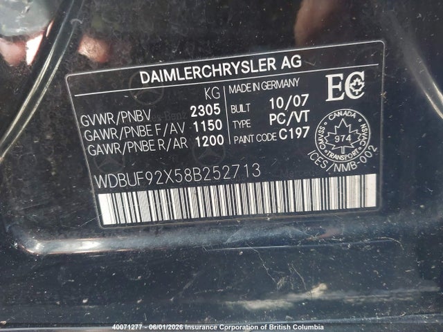 Aukcja sprzedaży 2008 Mercedes-benz E 300 4matic, vin: WDBUF92X58B252713, numer aukcji: 40071277