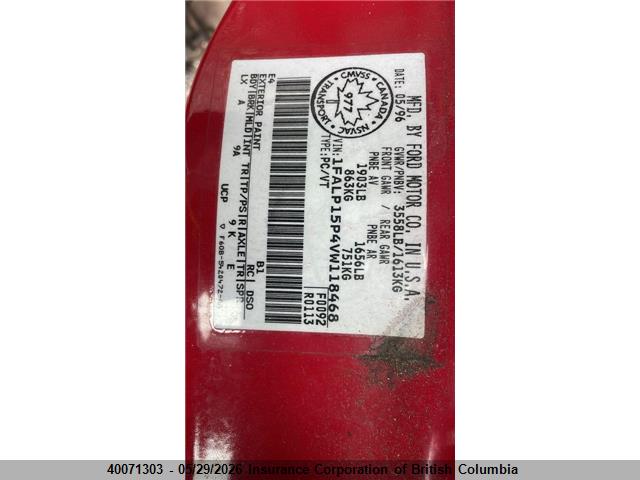 Aukcja sprzedaży 1997 Ford Escort Lx, vin: 1FALP15P4VW118468, numer aukcji: 40071303