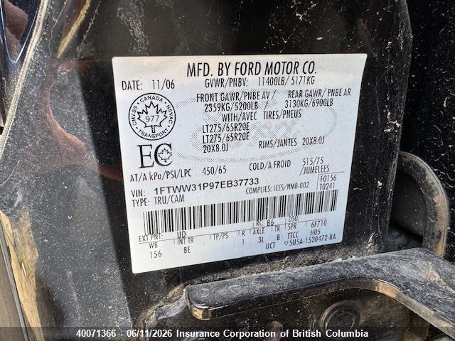Aukcja sprzedaży 2007 Ford F350, vin: 1FTWW31P97EB37733, numer aukcji: 40071366