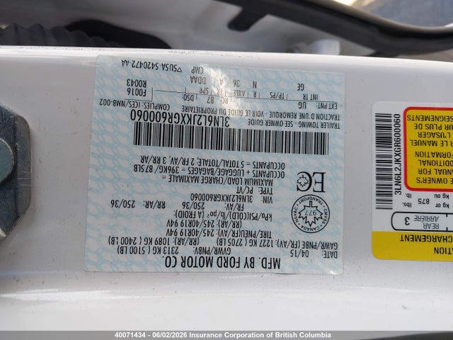 Продажа на аукционе авто 2016 Lincoln Mkz, vin: 3LN6L2JKXGR600060, номер лота: 40071434