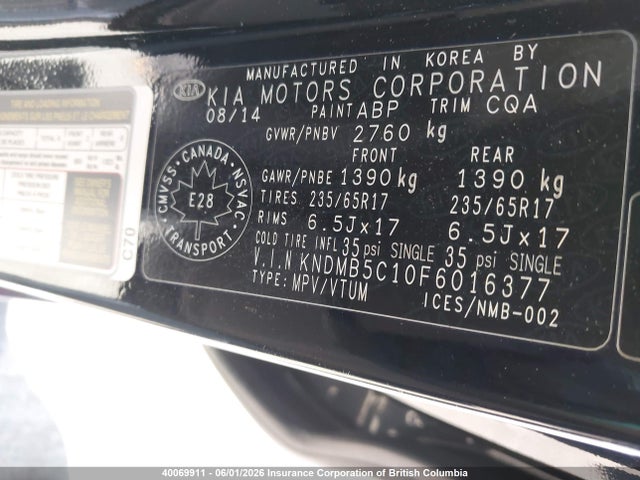 Продажа на аукционе авто 2015 Kia Sedona Lx, vin: KNDMB5C10F6016377, номер лота: 40069911