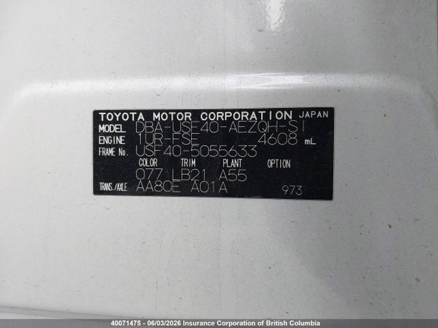 Продажа на аукционе авто 2007 Lexus Ls 460, vin: USF405055633, номер лота: 40071475