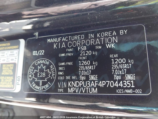 40071494 :رقم المزاد ، KNDPU3AF4P7044351 vin ، 2023 Kia Sportage Lx مزاد بيع