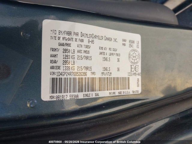 Aukcja sprzedaży 2006 Dodge Grand Caravan Se, vin: 1D4GP24R76B526396, numer aukcji: 40070900