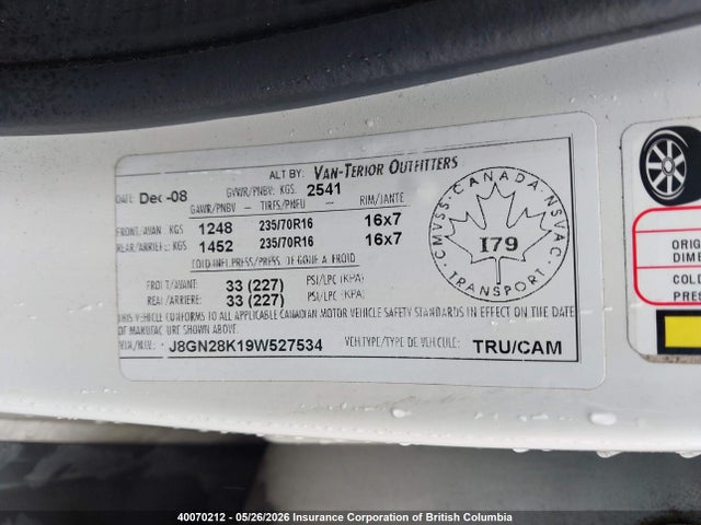 2009 Jeep Liberty Sport მანქანა იყიდება აუქციონზე, vin: 1J8GN28K19W527534, აუქციონის ნომერი: 40070212