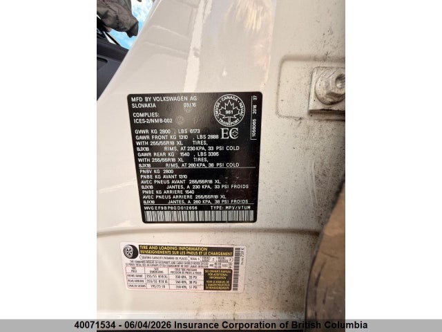 Auction sale of the 2016 Volkswagen Touareg Sport/lux/executive, vin: WVGEF9BP8GD012656, lot number: 40071534