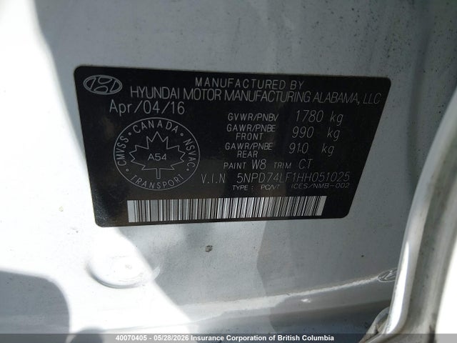 Aukcja sprzedaży 2017 Hyundai Elantra Se, vin: 5NPD74LF1HH051025, numer aukcji: 40070405