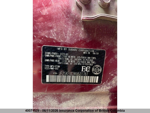 Subaru Forester Limited 2019 JF2SKEUC9KH531787 Image 33