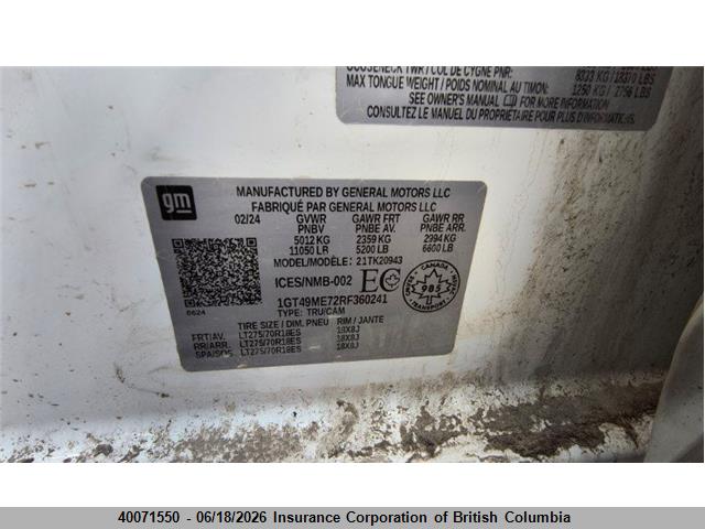 1GT49ME72RF360241 GMC Sierra 2500hd Sle