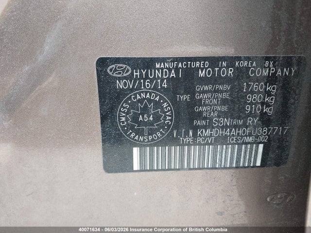 Aukcja sprzedaży 2015 Hyundai Elantra Se/sport/limited, vin: KMHDH4AH0FU387717, numer aukcji: 40071634