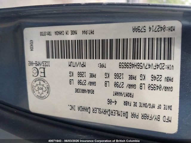 Aukcja sprzedaży 2006 Dodge Magnum, vin: 2D4FV47V56H469659, numer aukcji: 40071643
