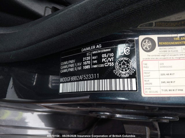 Aukcja sprzedaży 2010 Mercedes-benz C 300 4matic, vin: WDDGF8BB2AF523311, numer aukcji: 40070154